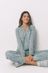 Women Secret_Green_Long Green Floral Jacquard Classic Pyjamas_3592430_22_01