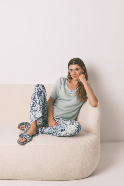 Women Secret_Green_Green Floral Viscose Satin Pyjamas_3592431_22_01
